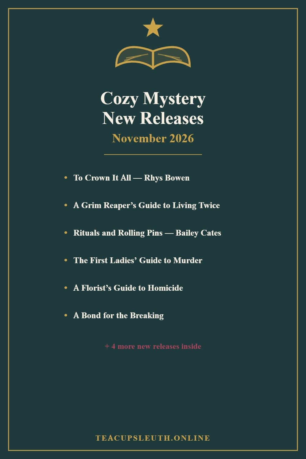 Cozy Mystery New Releases November 2026 — This Month